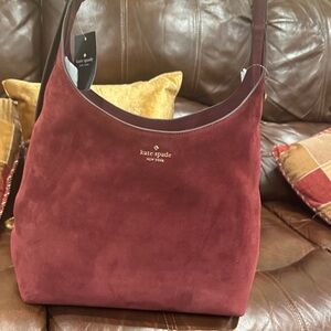 BNWT Kate Spade suede 454 shoulder bag. Gorgeous ruby suede